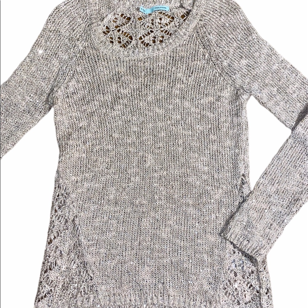 Maurices crocheted blush pink Sweater size small